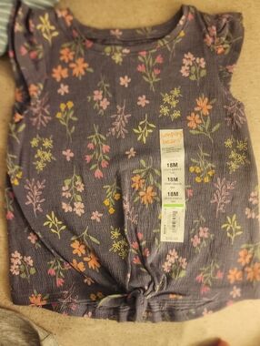 Nwt Sz 12-18 Months Jumping Beans Floral Tie-Front Floral Toddler Top